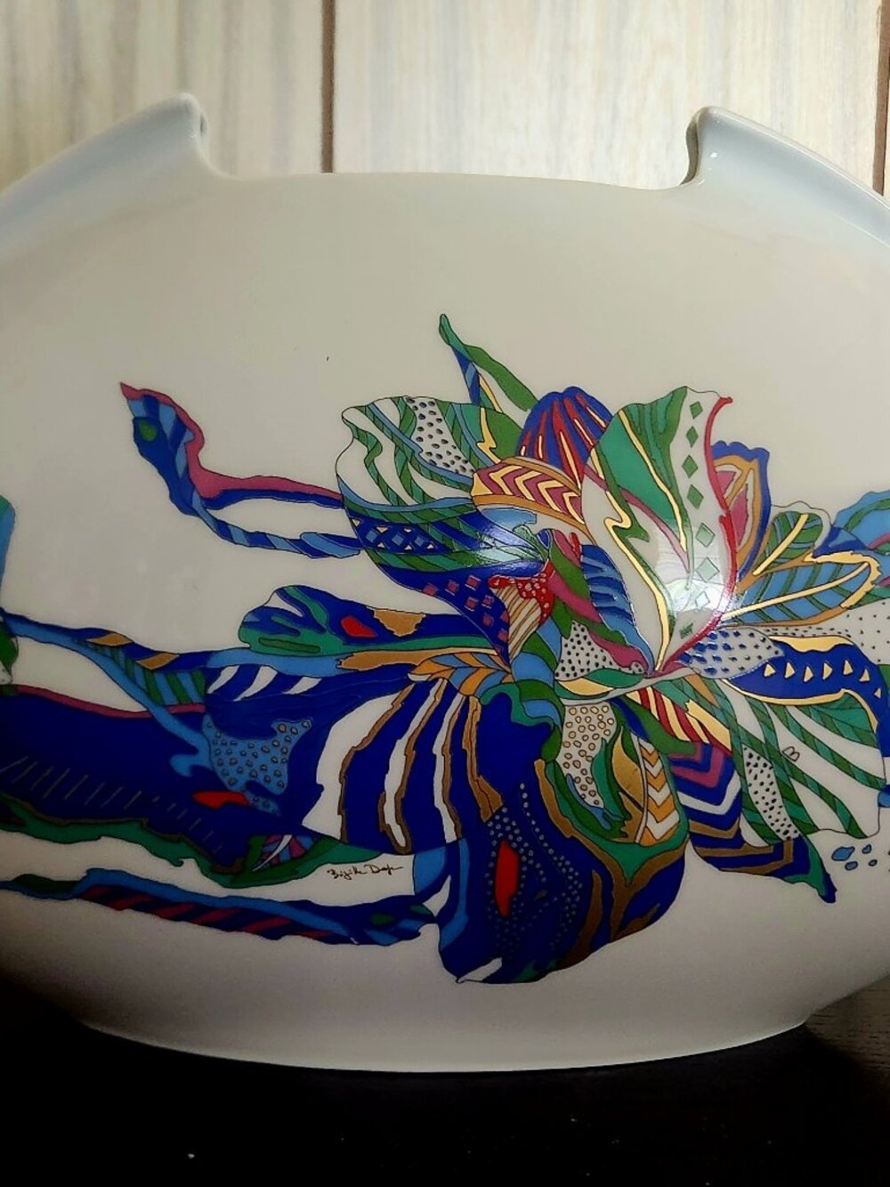 Rosenthal Colorful Artist Painted Pillow Vase by Lino Sabattini